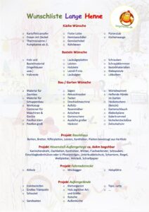 Lange Henne Wunschliste